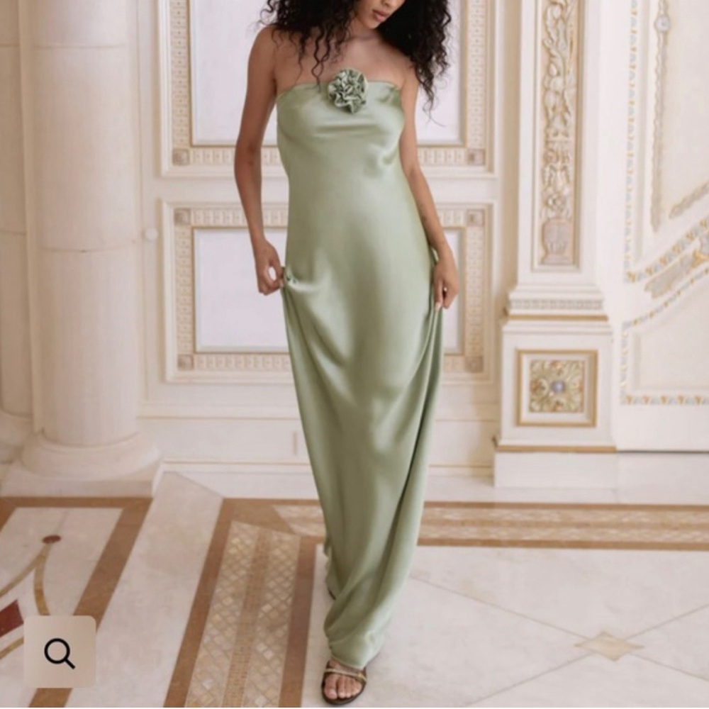 WeWoreWhat Strapless Silky Maxi Dress in Sage